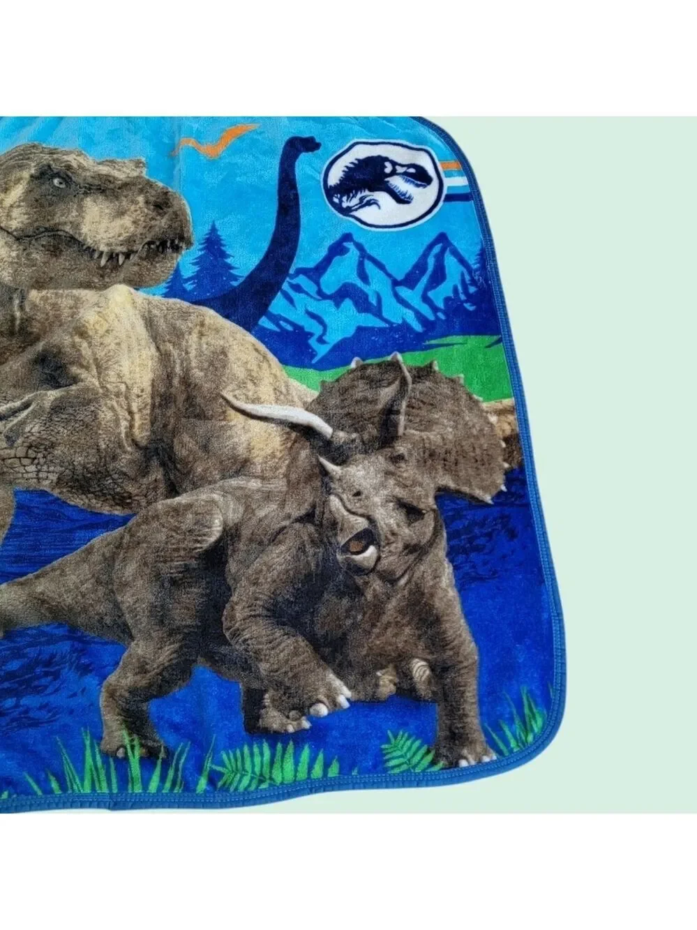 Jurassic World Throw Blanket Fleece Dinosaur T-Rex Raptor Travel Lap Afghan